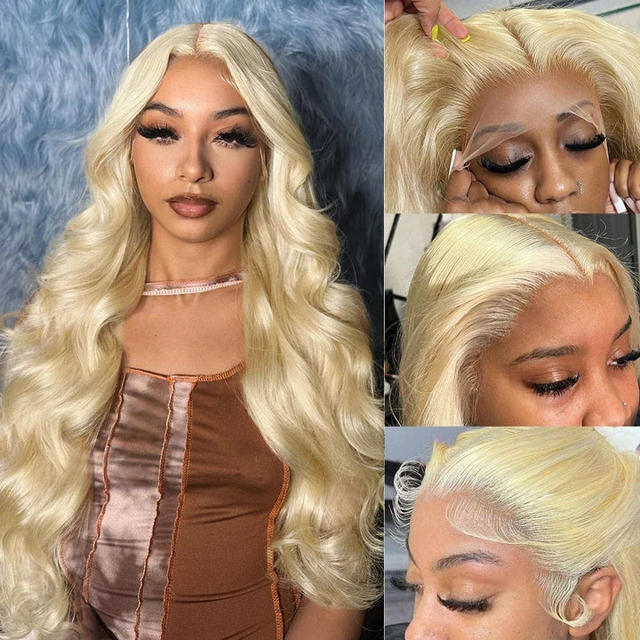 613 Blonde Color Body Wave 13x6  Undetectable HD Transparent Lace Front Wig with Pre Plucked