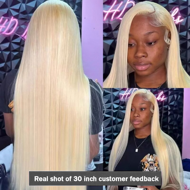 Pre Plucked Wear & Go Wig | Bone Straight 13x4 Lace Front 613 Blonde Human Hair Wig Easy To Dye