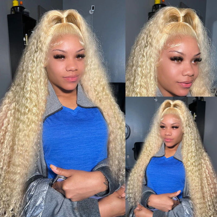 613 Blonde 13*4 HD Loose Deep Wave Lace Frontal Human Hair Pre-Plucked Wig
