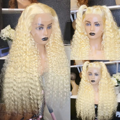 Glueless 30 Inch 613 Blonde 13x4 HD Lace Front Wigs Bone Straight Hair PPB Wigs