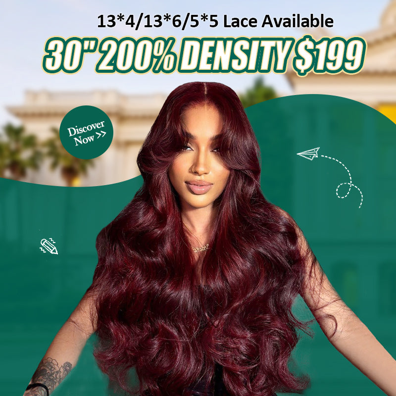 [ 30'' 200% Density= $199] 99J Burgundy Pre Cut & Pre Plucked & Bleached Knots Transparent HD Lace Ready To Wear Wigs - AlloveHair