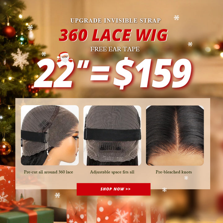 22'' = $159 Allove New Invisi-Drawstring Snug Fit 360 Lace Frontal Pre-Cut & Pre-Bleached Ready To Wear Human Hair Wig