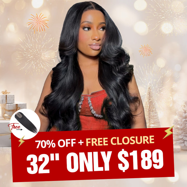 [ 70% OFF Flash Sale | 32"= $189 ] Natural Color Pre Cut & Pre-plucked & Bleached Knots Ready To Wear 13x4 Lace Front Wig 180% Density