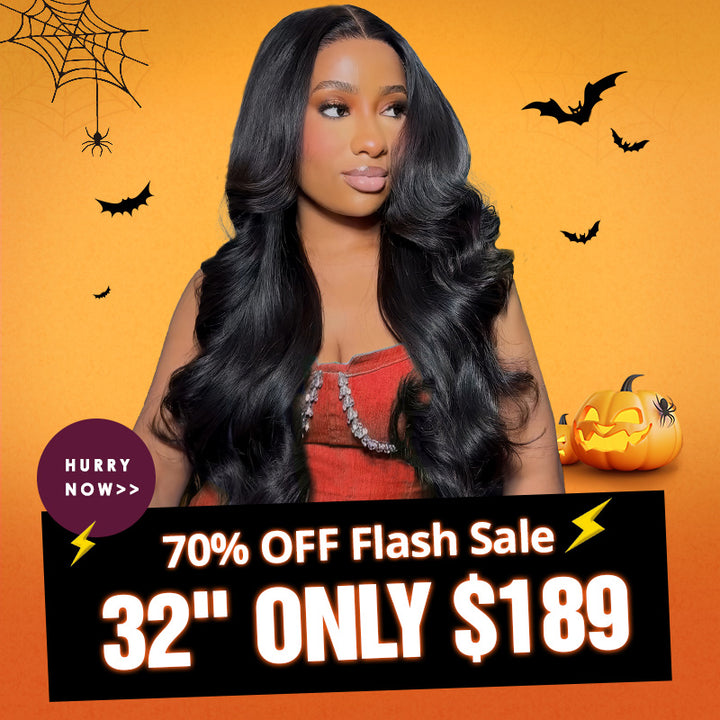 [ 70% OFF Flash Sale | 32"= $189 ] Natural Color Pre Cut & Pre-plucked & Bleached Knots Ready To Wear 13x4 Lace Front Wig 180% Density