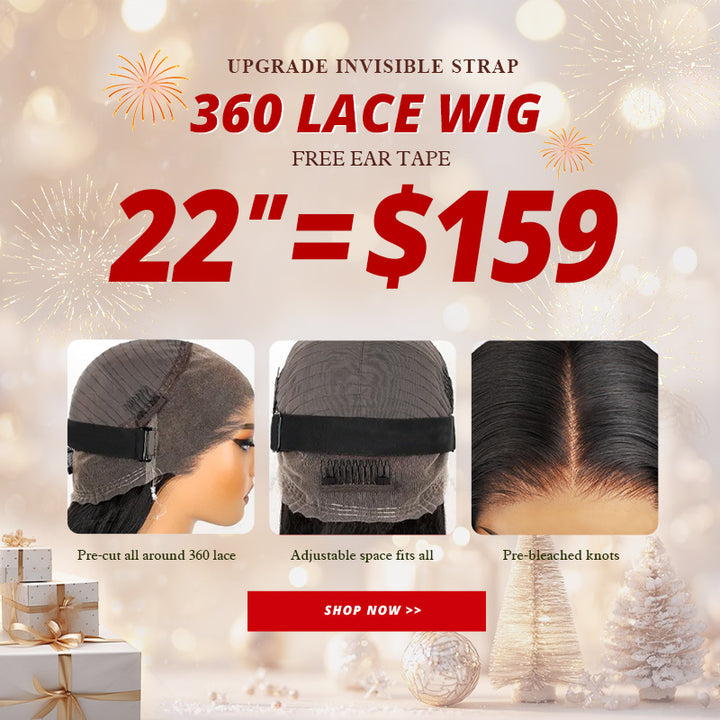 22'' = $159 Allove New Invisi-Drawstring Snug Fit 360 Lace Frontal Pre-Cut & Pre-Bleached Ready To Wear Human Hair Wig