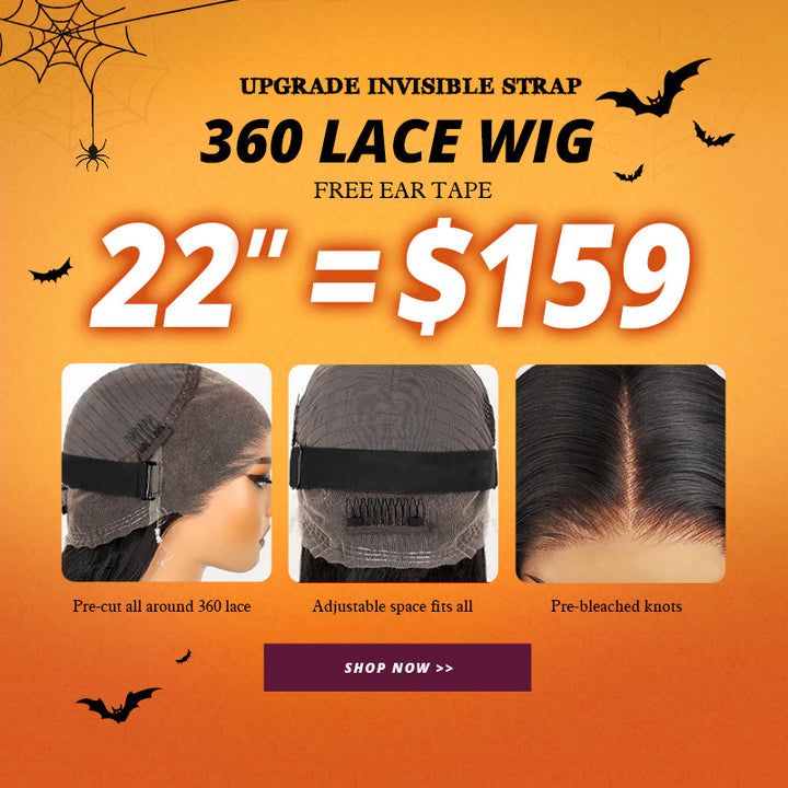 22'' = $159 Allove New Invisi-Drawstring Snug Fit 360 Lace Frontal Pre-Cut & Pre-Bleached Ready To Wear Human Hair Wig