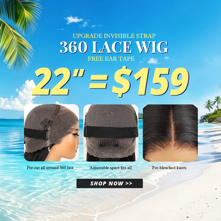 22'' = $159 Allove New Invisi-Drawstring Snug Fit 360 Lace Frontal Pre-Cut & Pre-Bleached Ready To Wear Human Hair Wig
