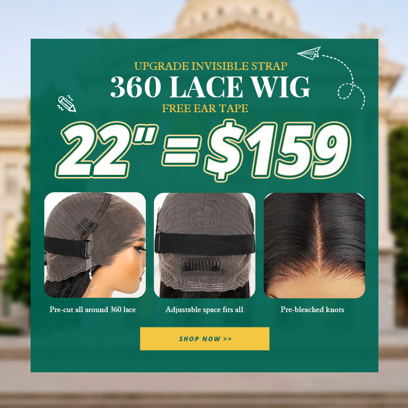 22'' = $159 Allove New Invisi-Drawstring Snug Fit 360 Lace Frontal Pre-Cut & Pre-Bleached Ready To Wear Human Hair Wig - AlloveHair