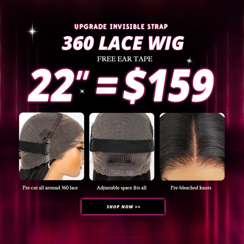 22'' = $159 Allove New Invisi-Drawstring Snug Fit 360 Lace Frontal Pre-Cut & Pre-Bleached Ready To Wear Human Hair Wig