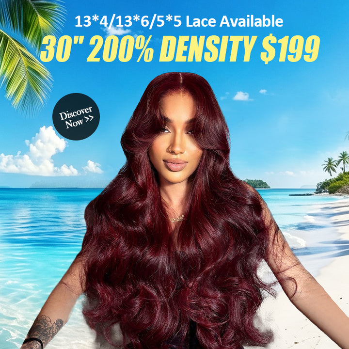 [ 30'' 200% Density= $199] 99J Burgundy Pre Cut & Pre Plucked & Bleached Knots Transparent HD Lace Ready To Wear Wigs