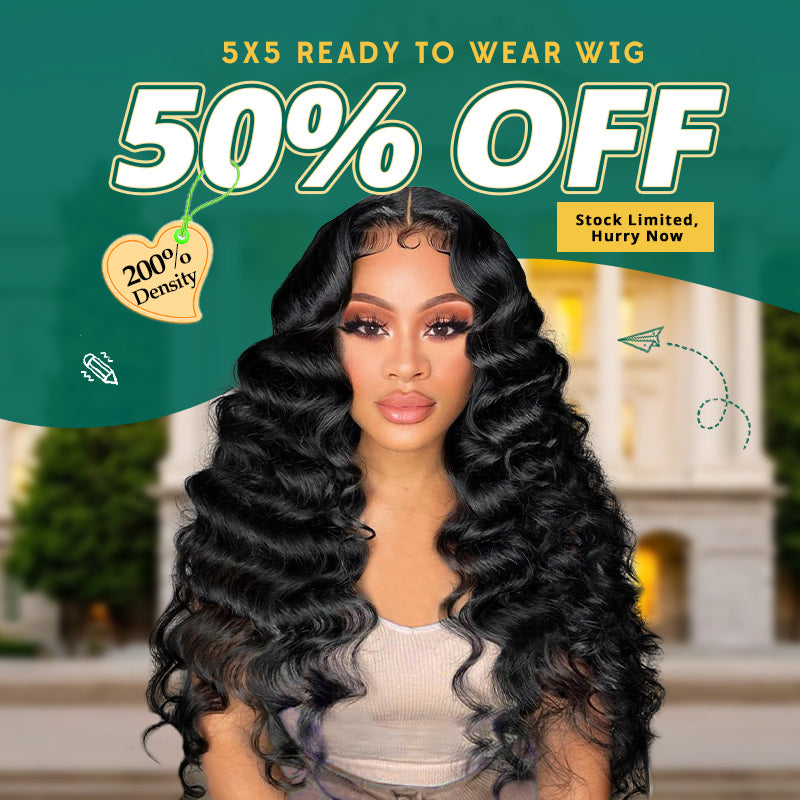 [50% OFF - No Code Needed] 200% Density Pre Cut Lace & Pre Plucked & Bleached Knots Ready To Wear 5x5 Lace Closure Wigs - AlloveHair