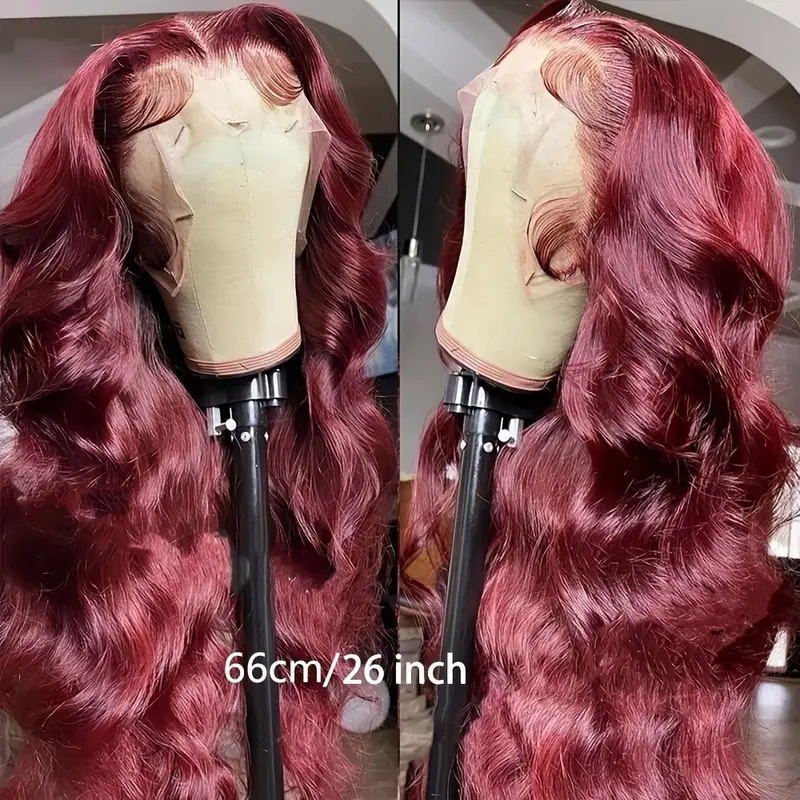 Allove 99J Burgundy Body Wave Lace Part Wig 100% Human Hair Wigs