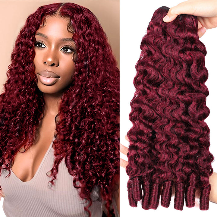 [Ship in 12Hours] Allove 99J Burgundy Color Burmese Curly Hair Bundles 12A Raw Virgin Human Hair Weave - AlloveHair