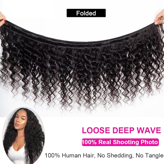 Allove Hair Indian Virgin Hair Loose Deep Wave 4 Bundles Human Extensions