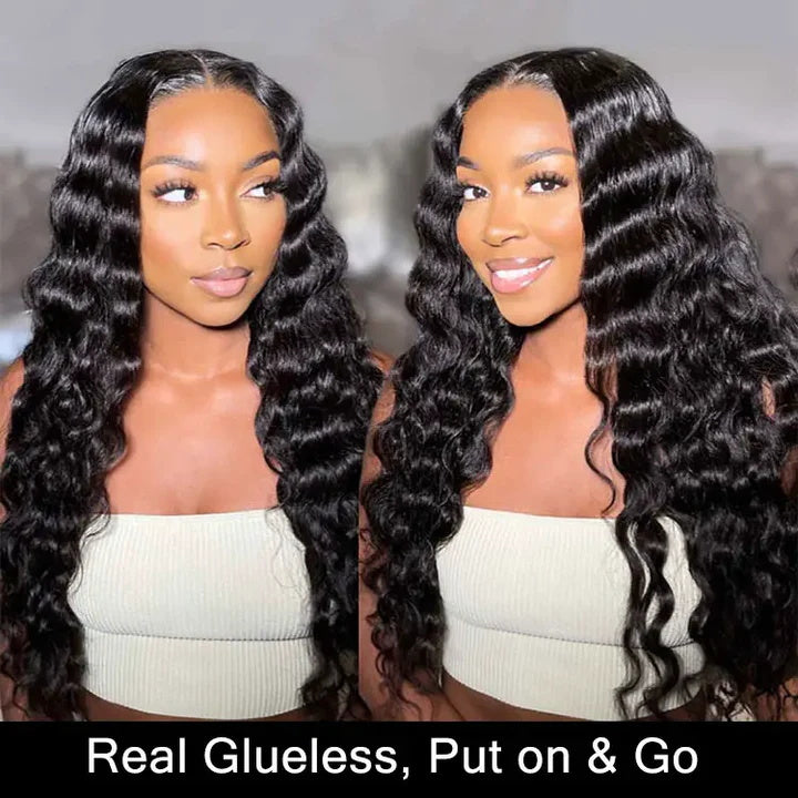 Bleached Knots Wear Go Wig | Loose Deep Wave 13x4 Pre Cut HD Lace Frontal Wigs For Beginners
