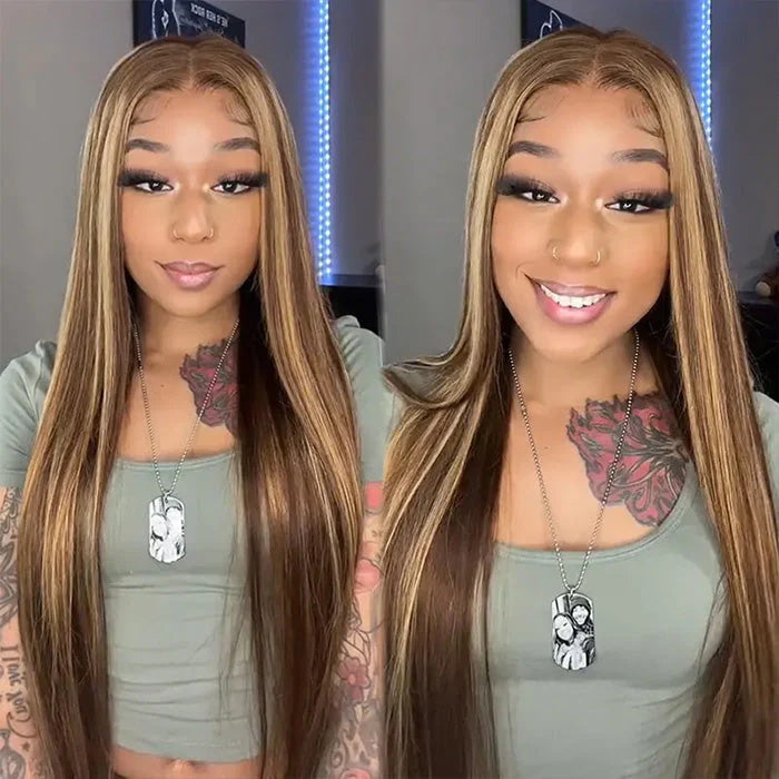 Bleached Knots Wear Go Wig | Silky Straight Glueless 13x4 Lace Front Highlight Wigs Human Hair