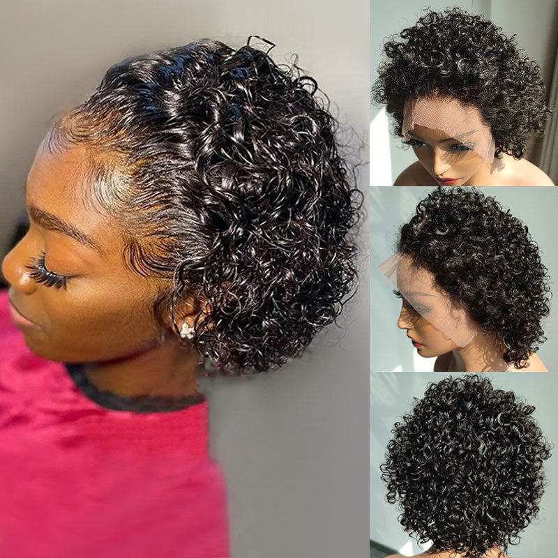 Trendy Short Curly Pixie Cut Bob Wig 13×4 Lace Front Wig 180% Density