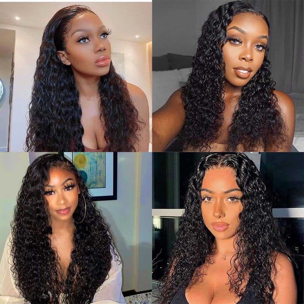 Allove Hair Brazilian Water Wave 3 Bundles With 4*4 Lace Closure
