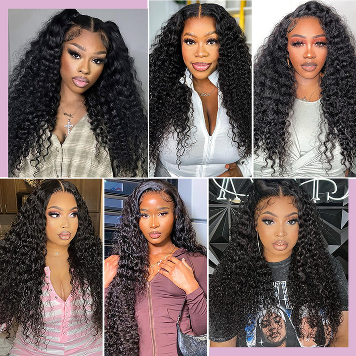 Allove Hair Deep Wave 3 Bundles With 5*5 Lace Closure Virgin Human Hair