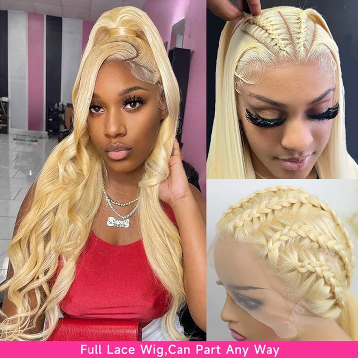 613 Blonde Color HD Full Lace Body Wave Human Hair Glueless Wig
