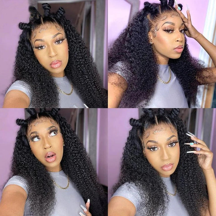 Allove Hair Wear And Go 4x4 Glueless Lace Closure Curly Wig No Glue 180% Density