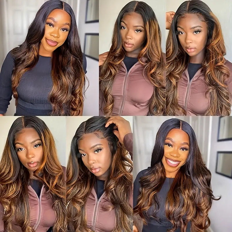 Allove Hair #FB30 Brown Balayage Highlight Body Wave Human Raw Hair Bundles