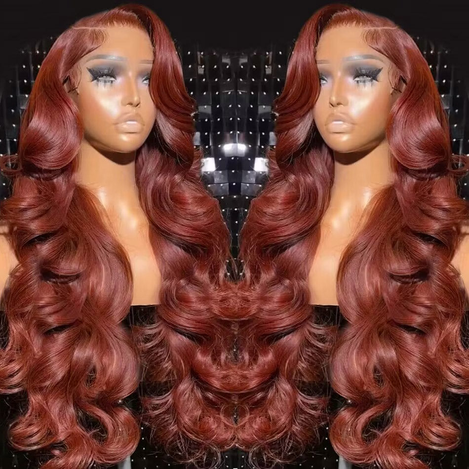 Allove Reddish Brown Body Wave/Straight Hair Pre Plucked Ready To Wear 13x6 HD Lace Wigs