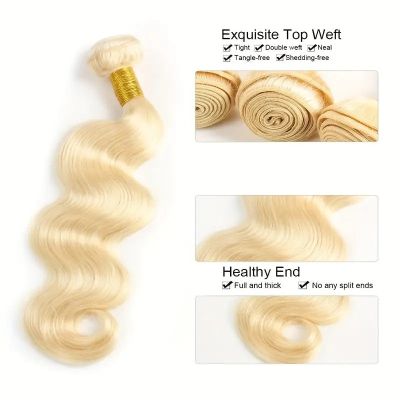 Allove Hair  Human Hair 100% 613 blonde Body Wave 3 Bundles Hair Extensions