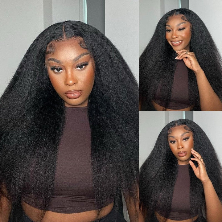 Bleached Knots Wear Go Wig | 5x5 Kinky Straight HD Glueless Lace Front Wigs