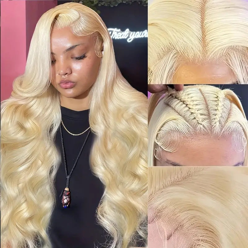 Overnight Shipping 13x4 Glueless HD Lace Front Human Hair Affordable Wig Hairstyles # 613 Blonde Body Wave Hair