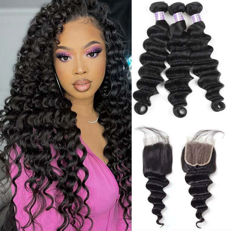 Discover the perfect balance of quality and affordability with Allove Hair's Malaysian Loose Deep Wave Hair Bundles with Closure. Crafted from premium virgin human hair, these bundles offer a luxurious feel and natural look. 