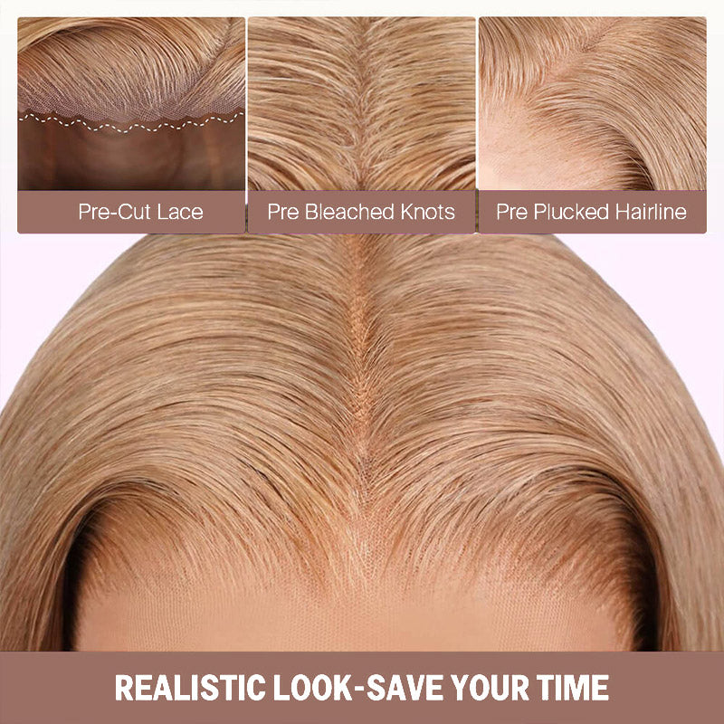 Alllove Milk Tea Brown With Highlight Full Lace Front Body Wave/Straight 100% Human Hair Wig with Natural Hairline - AlloveHair