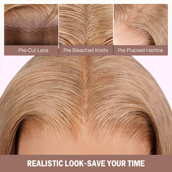 Alllove Milk Tea Brown With Highlight Full Lace Front Body Wave/Straight 100% Human Hair Wig with Natural Hairline - AlloveHair