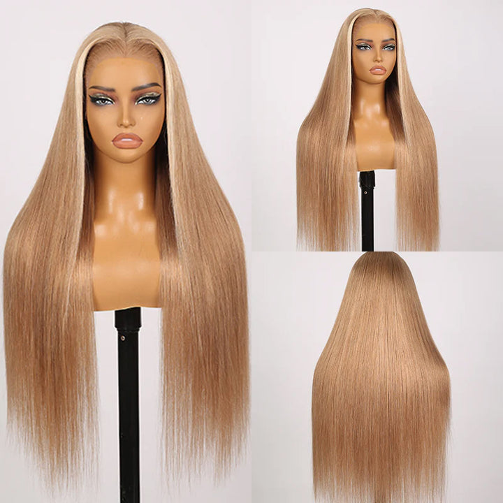 Alllove Milk Tea Brown With Highlight Full Lace Front Body Wave/Straight 100% Human Hair Wig with Natural Hairline - AlloveHair