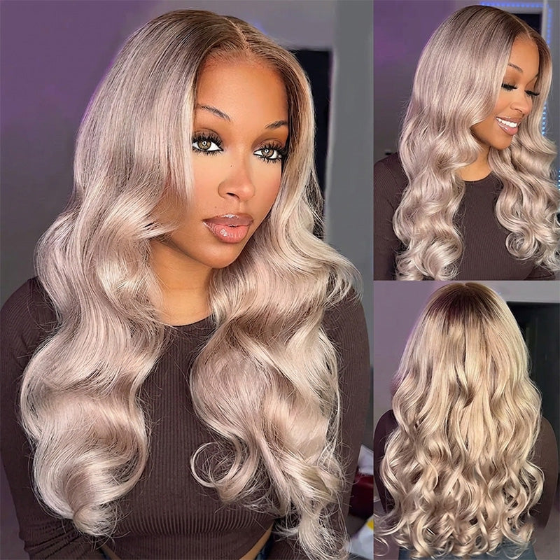 Ash Blonde Ombre Glueless Wig Body Wave Wig