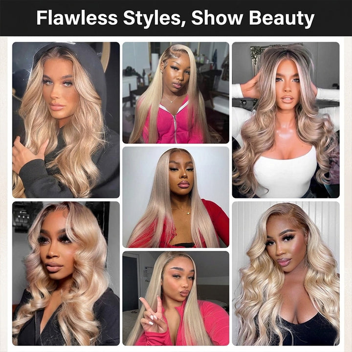 Ash Blonde Ombre Glueless Wig Body Wave Wig