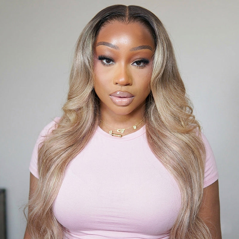 200% Density Brunette Blonde Highlights Loose Body Wig