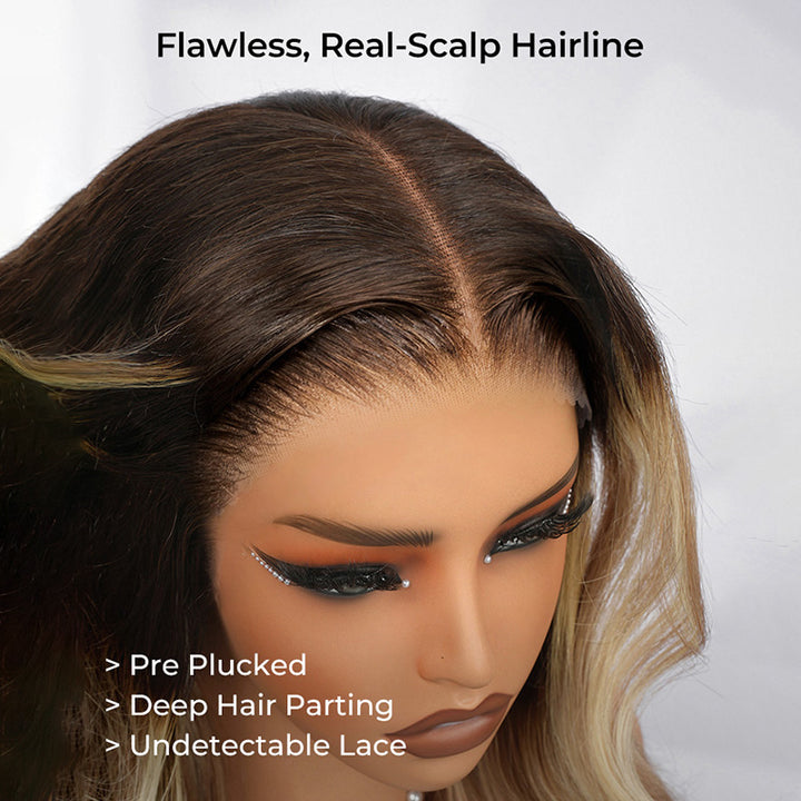 200% Density Brunette Blonde Highlights Loose Body Wig