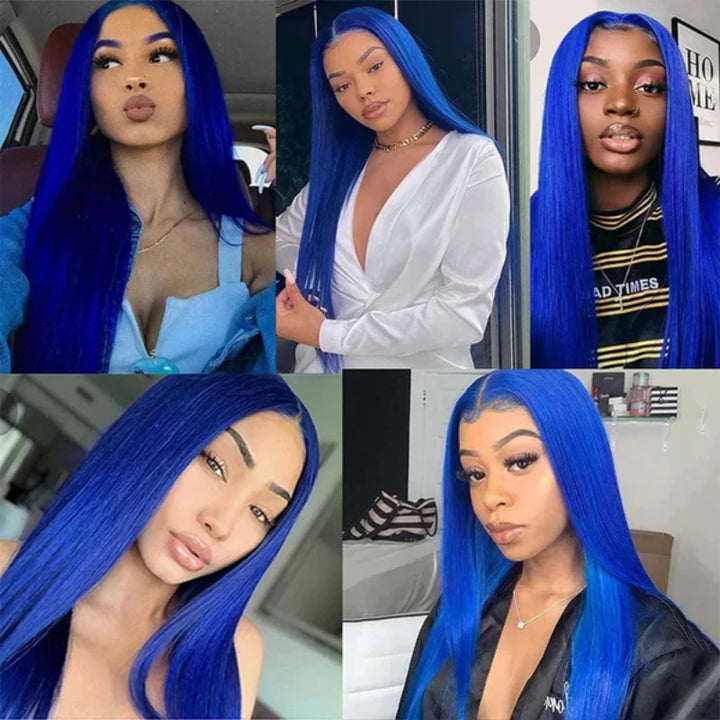 Allove Flawless Blue Colored Body Wave/Straight 13x6 HD Lace Front Wigs Pre Plucked Lace Front Wig 200% Density