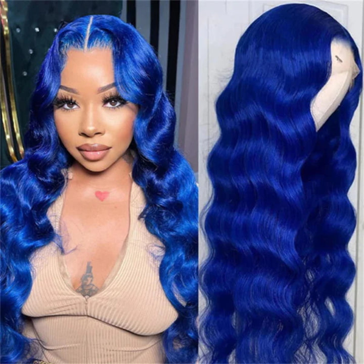 Allove Flawless Blue Colored Body Wave/Straight 13x6 HD Lace Front Wigs Pre Plucked Lace Front Wig 200% Density