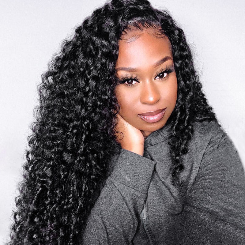 [Ship From US] Allove Hair 12A Raw Burmese Curly Hair Brazilian Human Hair 3 Bundles With 4x4 Lace Closure - AlloveHair