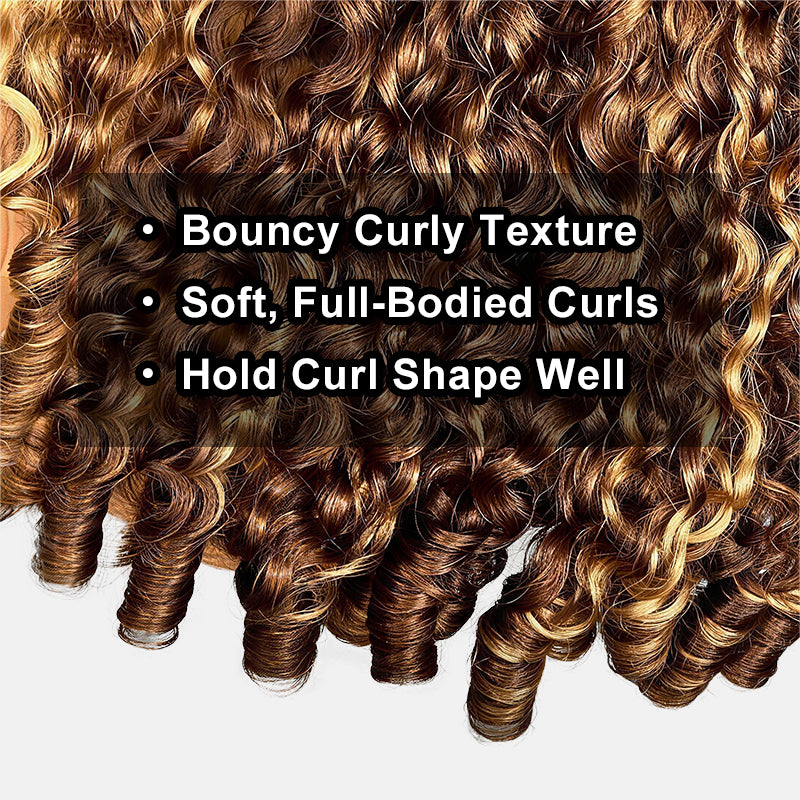 Allove Hair 250% Density Highlight Honey Blonde Burmese Curly Wig