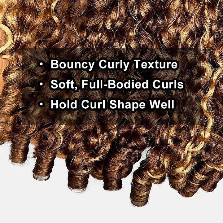 Allove Hair 250% Density Highlight Honey Blonde Burmese Curly Wig