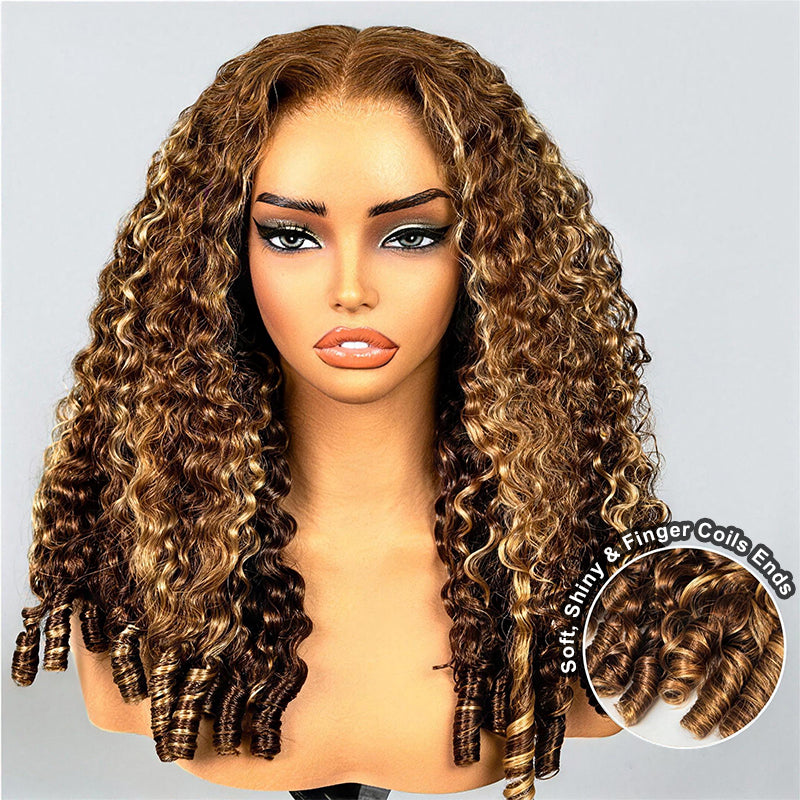 Allove Hair 250% Density Highlight Honey Blonde Burmese Curly Wig