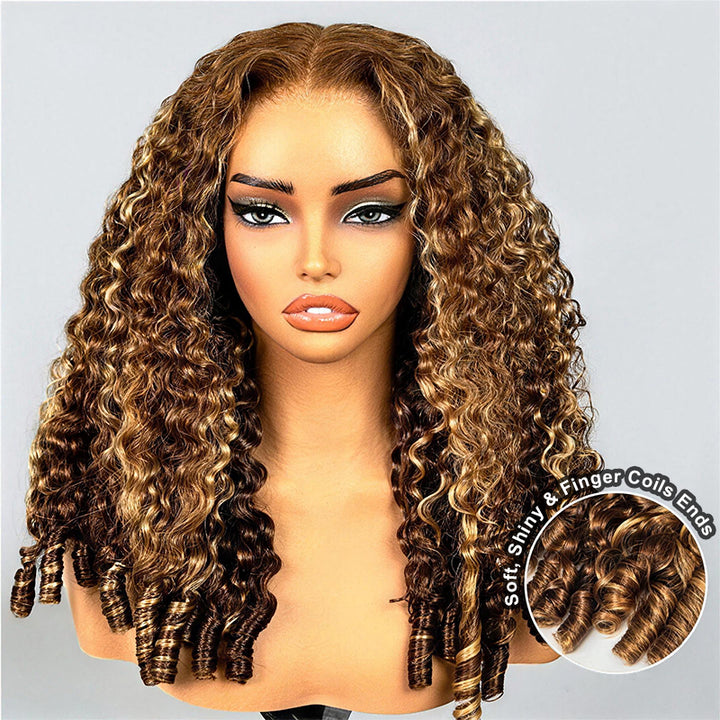 Allove Hair 250% Density Highlight Honey Blonde Burmese Curly Wig