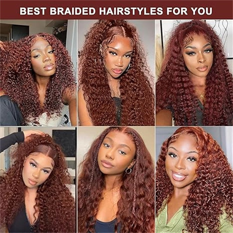 Allove #33 Dark Auburn Reddish Brown Bulk Human Braiding Hair Water Wave - AlloveHair
