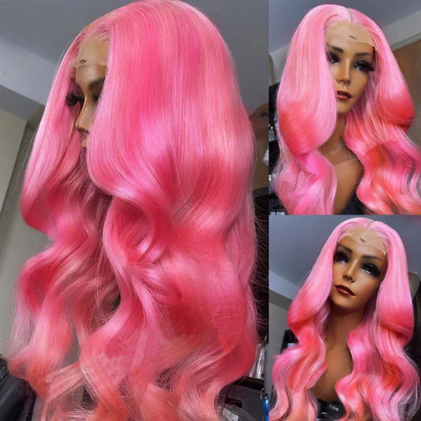 Allove Hair 30 Inch Pink Colored 13x4 HD Glueless Lace Front Wig Body Wave Barbie Hairstyle - AlloveHair