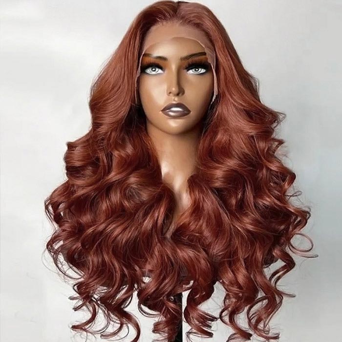 Allove Auburn Brown Barbie Hair Body Wave 13x4 HD Glueless Lace Frontal Human Hair Wig