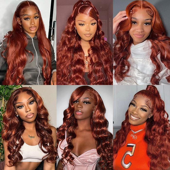 Allove Auburn Brown Barbie Hair Body Wave 13x4 HD Glueless Lace Frontal Human Hair Wig