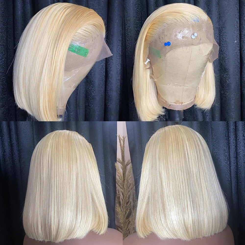 613 Short Bob Straight Human Hair Wigs 13x4/4x4 Blonde Wear To Go Lace Front Wigs